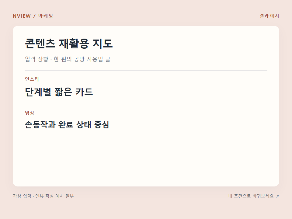 콘텐츠 재활용 지도 프롬프트 · 결과 예시 미리보기