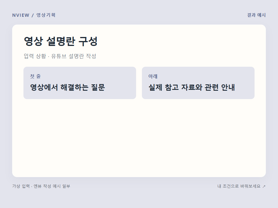 영상 설명란 구성 프롬프트 · 결과 예시 미리보기