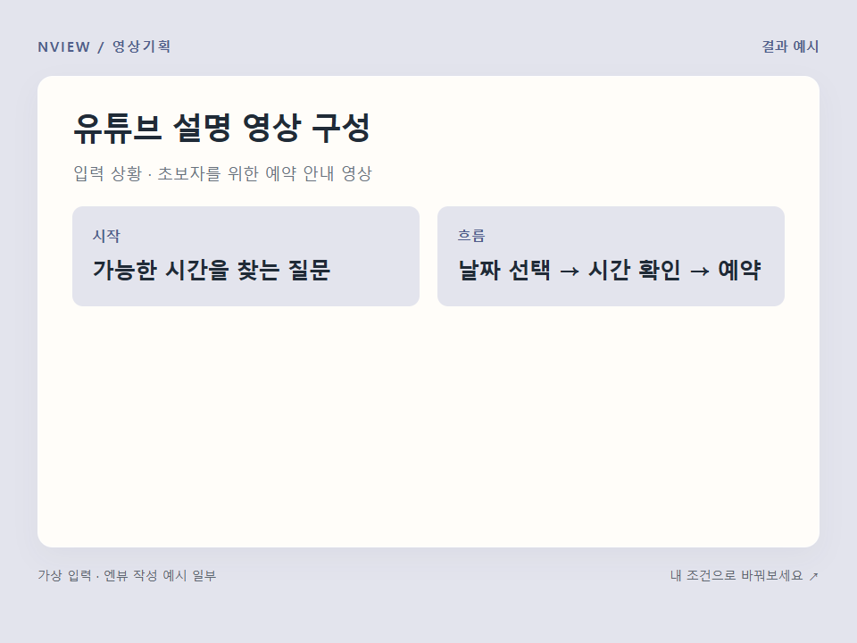 유튜브 설명 영상 구성 프롬프트 · 결과 예시 미리보기