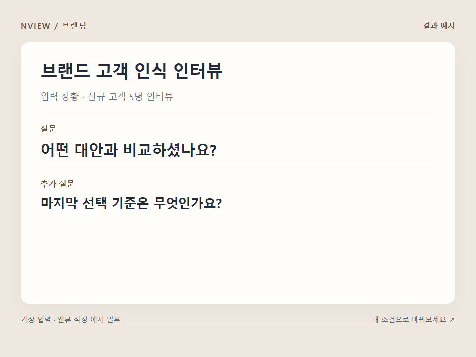 브랜드 고객 인식 인터뷰 프롬프트 · 결과 예시 미리보기
